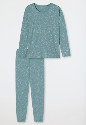 Pyjama long tencel silhouette en A à pois bleu-gris - Minimal Comfort Fit