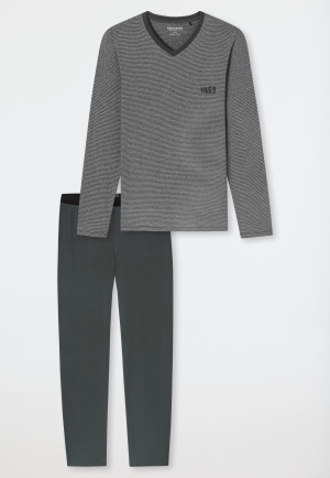 Pyjama long encolure en V poignet vert foncé - 95/5