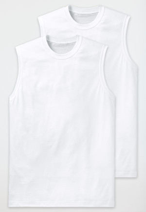 Mouwloos shirt set van 2 Muscle Shirts wit - Essentials