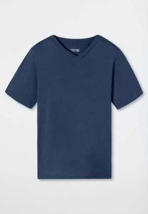 Shirt korte mouw V-hals royal - Mix+ Relax