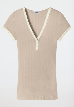 Shirt korte mouw beige - Revival Agathe