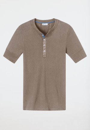 Shirt korte mouw bruin-grijs - Revival Karl-Heinz