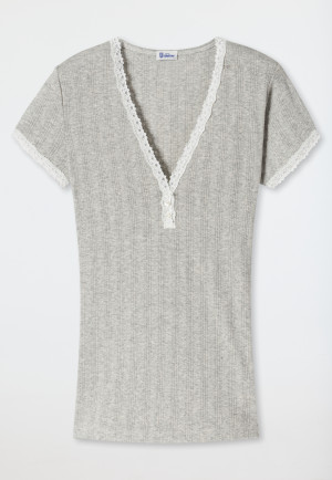 Shirt korte mouwen grijs-gemêleerd - Revival Agathe