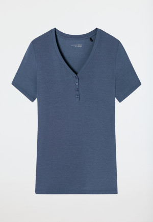 Shirt kurzarm Henley Knopfleiste admiral - Mix+Relax