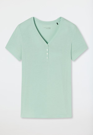 Shirt kurzarm Henley Knopfleiste mint - Mix+Relax