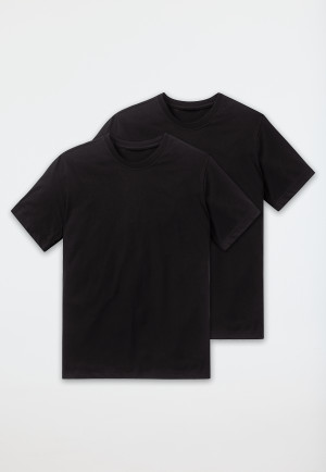 Shirt kurzarm Jersey 2er-Pack rundhals schwarz - American T-Shirt