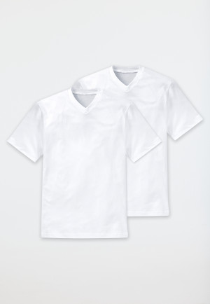 Confezione da 2 maglie a maniche corte in jersey con scollo a V, bianco - American T-Shirt