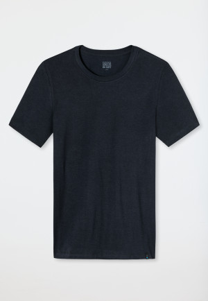 Shirt kurzarm Jersey elastisch rundhals blauschwarz - Long Life Soft