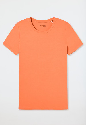 Shirt korte mouw modal perzik oranje - Mix+Relax
