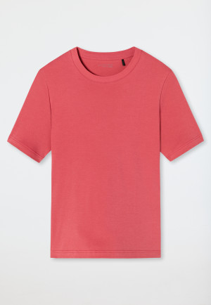 T-shirt a maniche corte in cotone biologico, rosso chiaro - Mix+Relax