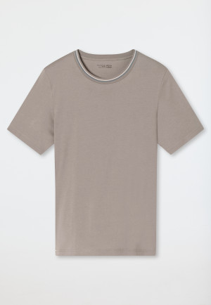 Shirt kurzarm Organic Cotton Streifen braungrau - Mix+Relax