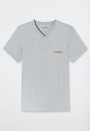 Shirt kurzarm Organic Cotton V-Ausschnitt grau-meliert - Mix+Relax