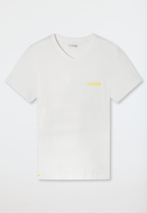 Shirt kurzarm Organic Cotton V-Ausschnitt off-white - Mix+Relax