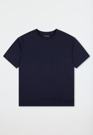 Shirt short sleeve sweat fabric midnight blue - Mix+Relax