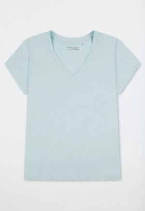 Shirt short sleeve deep v-neckline mint - Mix+Relax