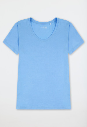 Shirt kurzarm V-Ausschnitt hellblau - Mix+Relax
