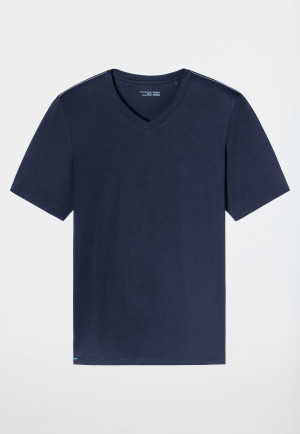 Shirt kurzarm V-Ausschnitt nachtblau - Mix+Relax