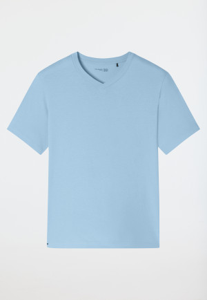 Shirt korte mouw V-hals pacific blue - Mix+ Relax