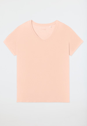 Shirt short sleeve V-neck peach whip - Mix+Relax