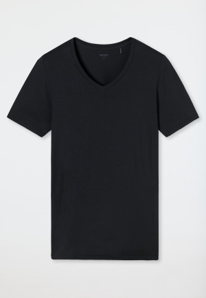 Shirt kurzarm V-Ausschnitt schwarz - Premium Modal