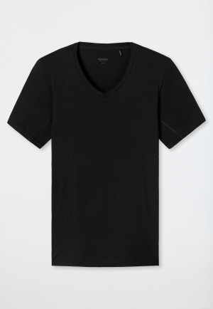 Maglietta a maniche corte con scollatura a V in nero - Premium Cotton