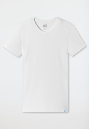 Chemise blanche à manches courtes avec un col en V - Long Life Cotton