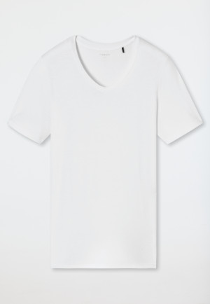Shirt kurzarm V-Ausschnitt weiß - Premium Modal