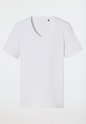 Maglietta a maniche corte con scollatura a V in bianco - Premium Cotton