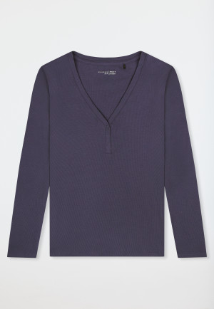 Long-sleeve double rib shirt with indigo press studs - Mix+Relax