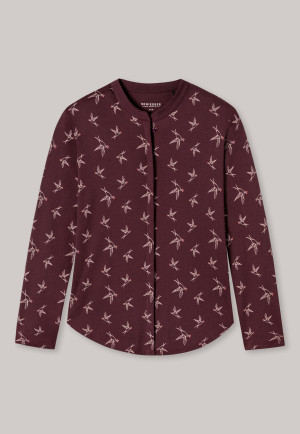 Chemise à manches longues interlock patte de boutonnage col montant imprimé intégral bordeaux - Mix + Relax