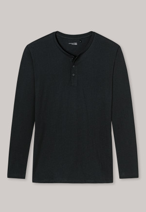 Black long-sleeved shirt button placket - Mix & Relax