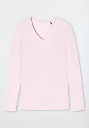 Shirt langarm Modal V-Ausschnitt powder pink - Mix+Relax