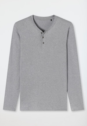 Shirt long-sleeved organic cotton button placket heather gray - Mix & Relax