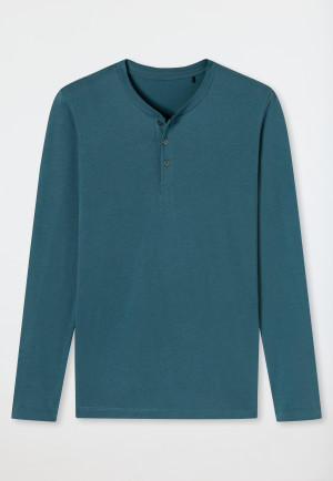 Shirt langarm Organic Cotton Knopfleiste petrol - Mix+Relax
