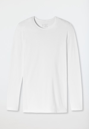 Shirt lange mouw biologisch katoen ronde hals wit - 95/5