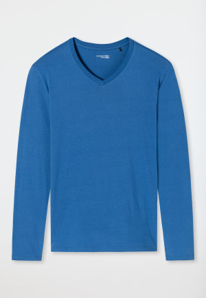 Shirt langarm Organic Cotton V-Ausschnitt aqua - Mix+Relax