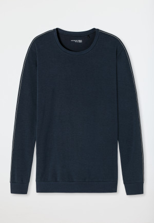 Shirt langarm Sweatware Organic Cotton Tencel Bündchen Streifen dunkelblau - Mix+Relax