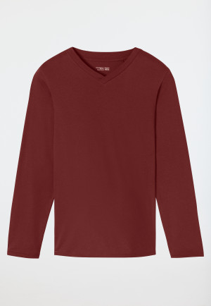 Shirt langarm V-Ausschnitt burgund - Mix+Relax