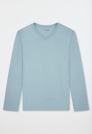 Long-Sleeve V-Neck Shirt, Ice Blue - Mix+ Relax
