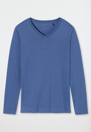 Shirt long-sleeved V-neck denim-blue - Mix + Relax