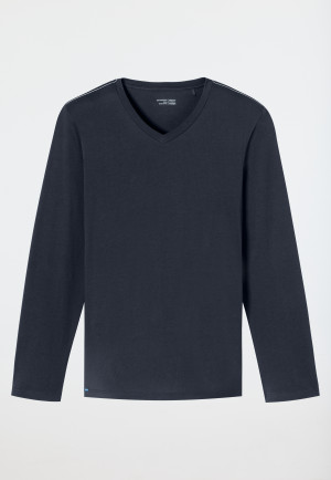 Shirt long-sleeve v-neck midnight blue - Mix+Relax