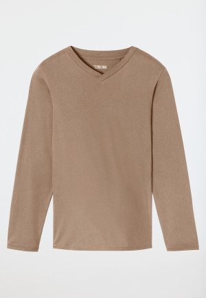 Shirt langarm V-Ausschnitt nougat - Mix+Relax