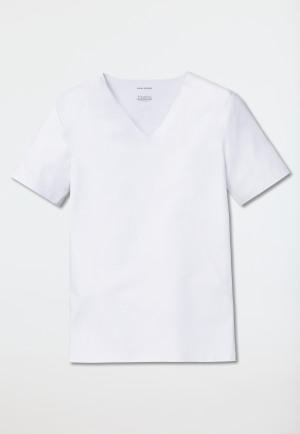 Shirt Interlock seamless short sleeve V-neck white - Laser Cut