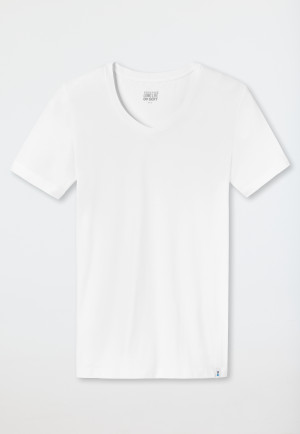 Shirt kurzarm Jersey elastisch rundhals weiß - Long Life Soft