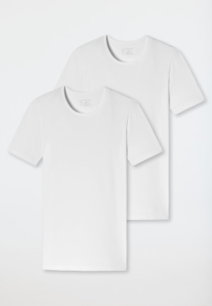 Shirts short-sleeved 2-pack organic cotton crew neck white - 95/5