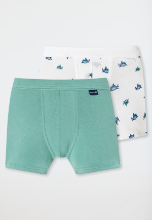 Lot de 2 shorts requins blanc/vert - Fine Rib