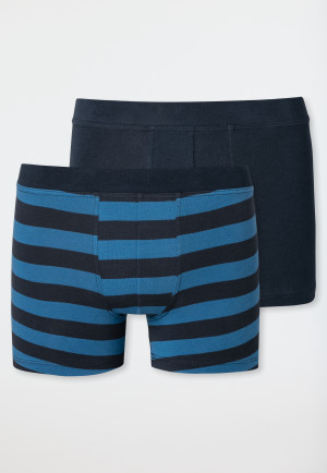 Shorts 2er-Pack Organic Cotton dunkelblau/ geringelt - 95/5