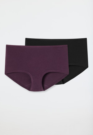 Shorts 2er-Pack Organic Cotton schwarz/pflaume - 95/5