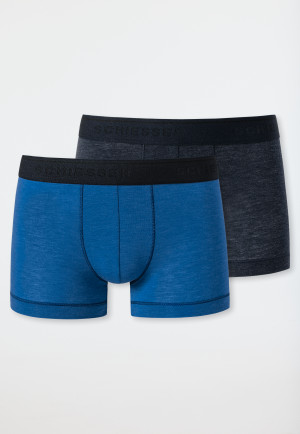 Boxer briefs 2-pack viscose stripes black/aqua blue - Personal Fit