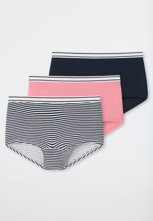 Shorts 3er-Pack Organic Cotton dunkelblau/ rosa/ geringelt - 95/5